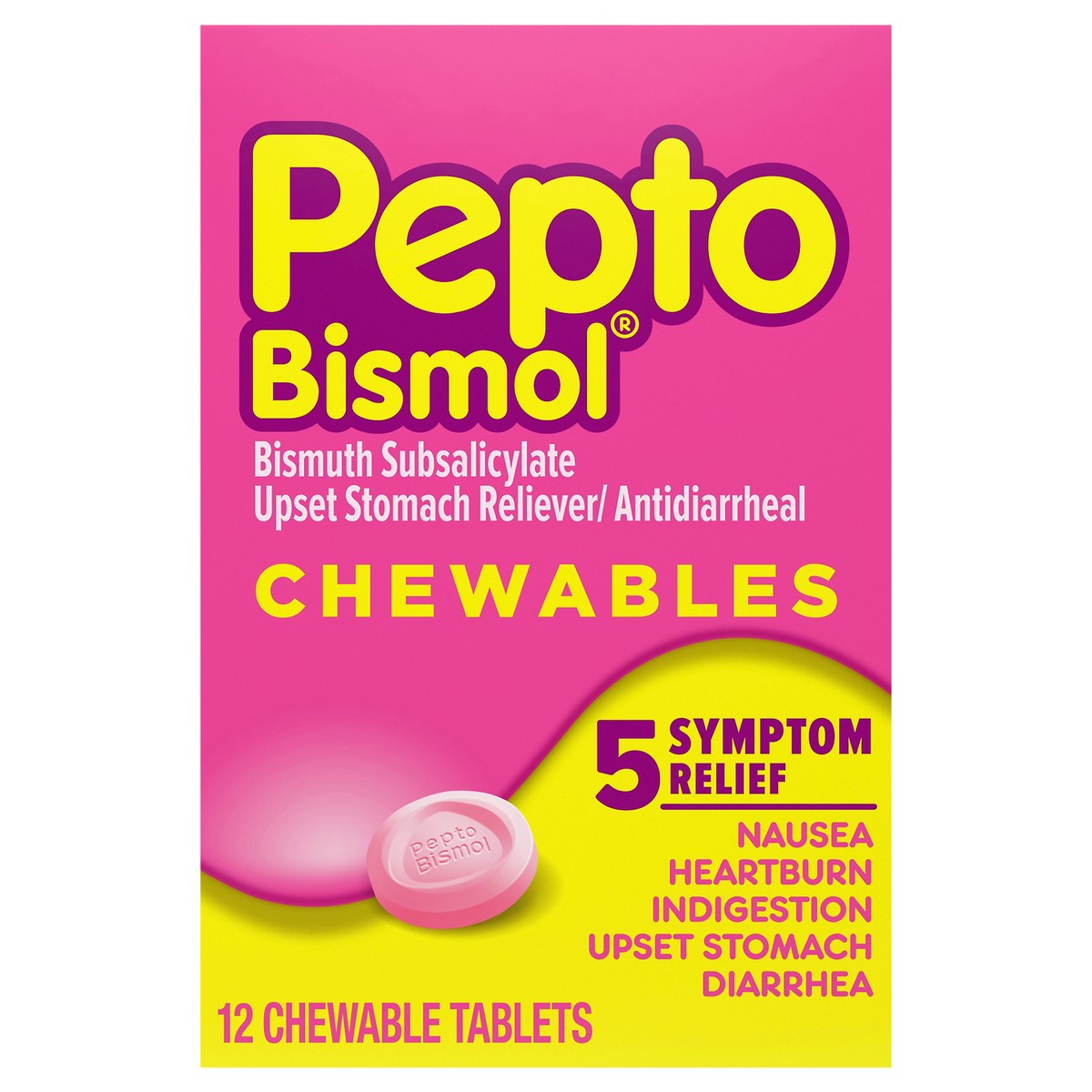 slide 1 of 5, Pepto-Bismol Pepto Bismol Original Tablets, 12 ct