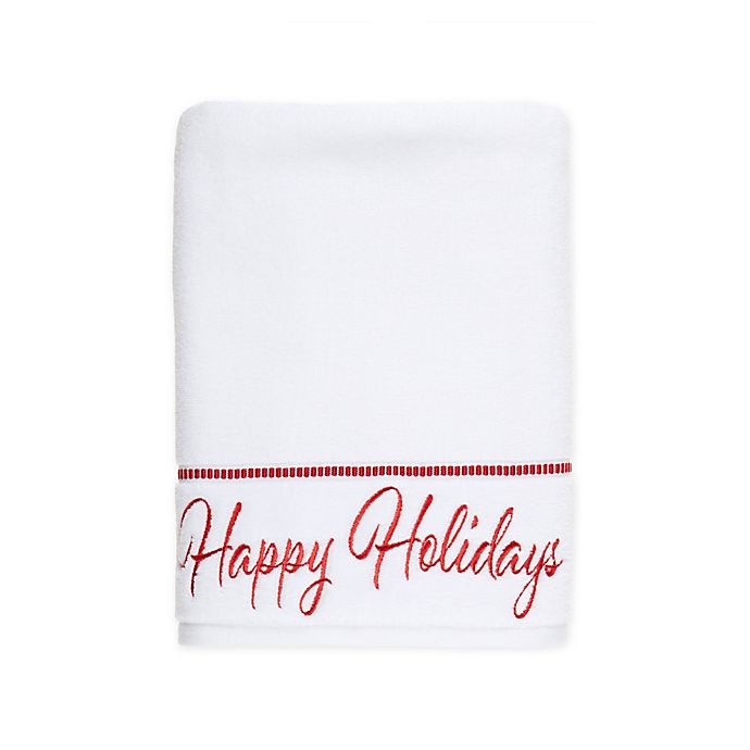 slide 1 of 1, Winter Wonderland Happy Holiday Bath Towel - White/Red, 1 ct