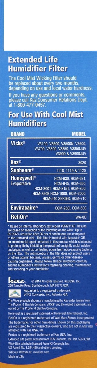 slide 20 of 20, Protec Extended Life Humidifier Filter 1 ea, 1 ct