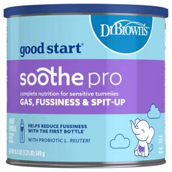 GOOD START US Good Start| Dr. Brown''s Soothe Pro, Baby Formula Powder, for Sensitive Tummies, Gas, Fussiness and Spit-Up, Infant Formula with Probiotics, DHA, Non-GMO, 549.0 Gram