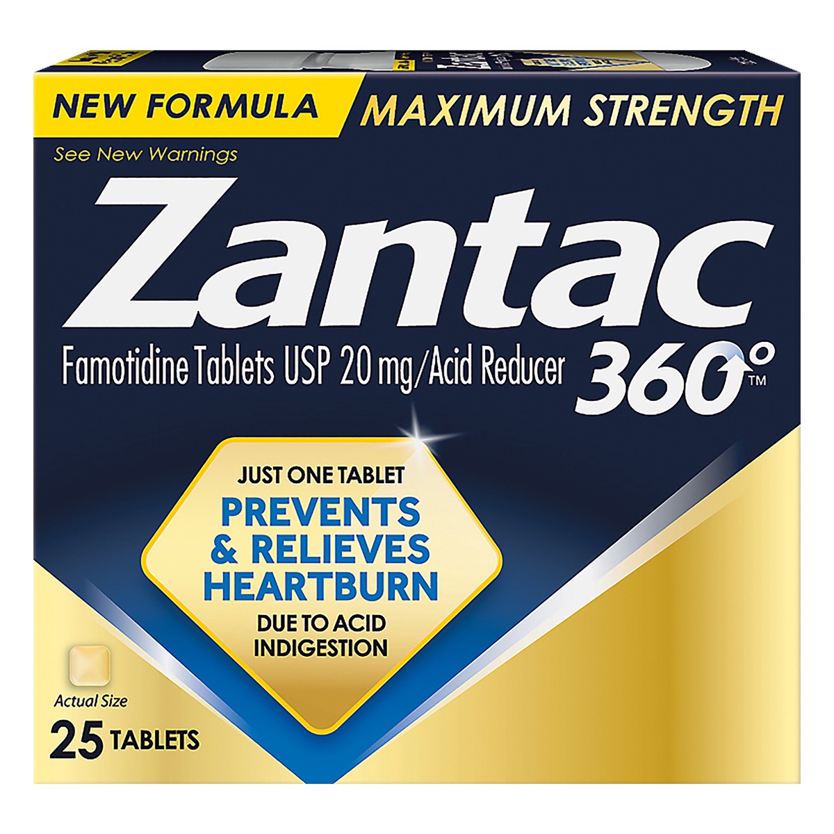 slide 1 of 9, Zantac 360 Tablets Maximum Strength 20 mg Acid Reducer 25 ea, 25 ct
