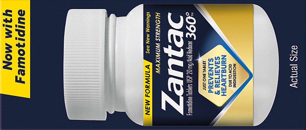 slide 9 of 9, Zantac 360 Tablets Maximum Strength 20 mg Acid Reducer 25 ea, 25 ct