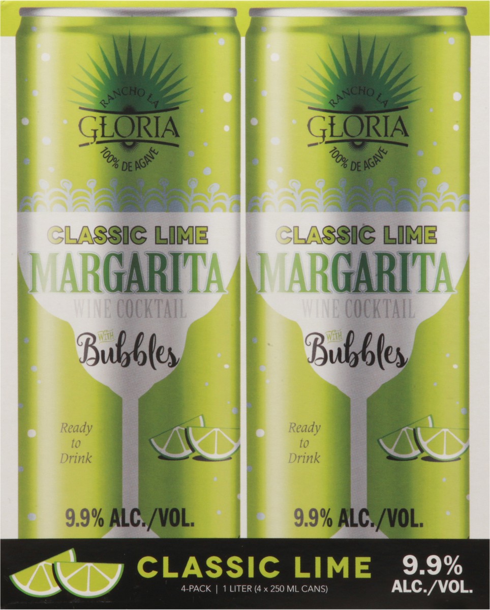 slide 8 of 11, Rancho La Gloria 4 Pack Margarita Classic Lime Wine Cocktail 4-250 ml Cans, 250 ml