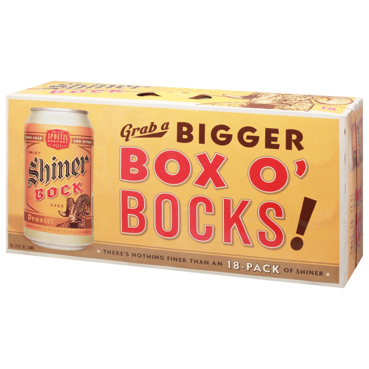 slide 8 of 9, Shiner Bock Beer, Shiner Craft Beer, 18 Pack, 12 fl oz Cans, 4.4% ABV, 141 Calories, 12.4g Carbs, 12 fl oz