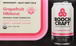 Boochcraft Grapefruit Hibiscus Hard Kombucha 6-12 fl oz Cans