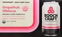 Boochcraft Grapefruit Hibiscus Hard Kombucha 6-12 fl oz Cans