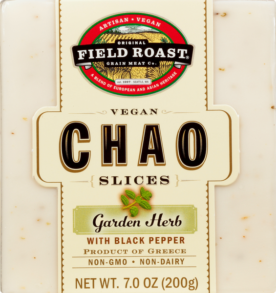 slide 1 of 1, Field Roast Cheese Alternative, Vegan, Chao Slices, Coconut Herb, with Black Pepper, 5.5 oz