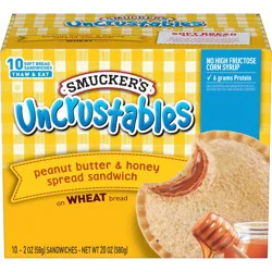 Smucker''s Uncrustables Peanut Butter and Honey Spread Sandwiches, 2 oz, 10 count (Frozen)