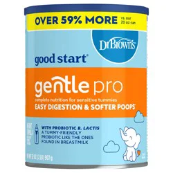 GOOD START US Good Start | Dr. Browns Gentle Pro, Baby Formula Powder, For Sensitive Tummies, Easy Digestion and Softer Poops, Infant Formula with Probiotics, DHA, Non-GMO, 907.0 Gram
