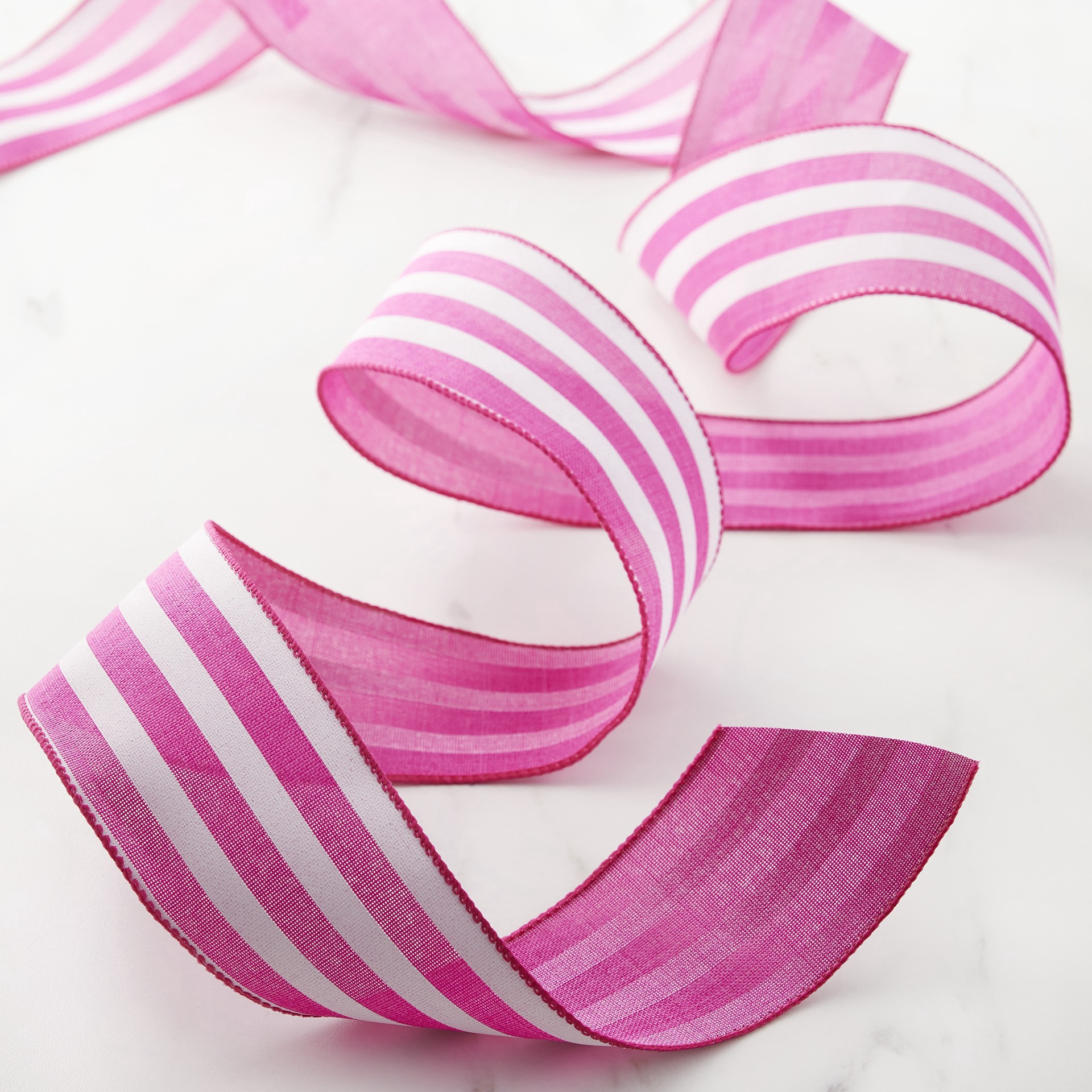 slide 4 of 4, 2.5" X 25ft. Stripe Faux Linen Wired Ribbon By Celebrate It Decor, 2.5 in x 25 ft