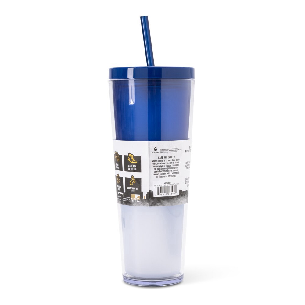 slide 2 of 4, Manna™ Axel™ Plastic Tumbler & Straw Set - Blue, 24 oz