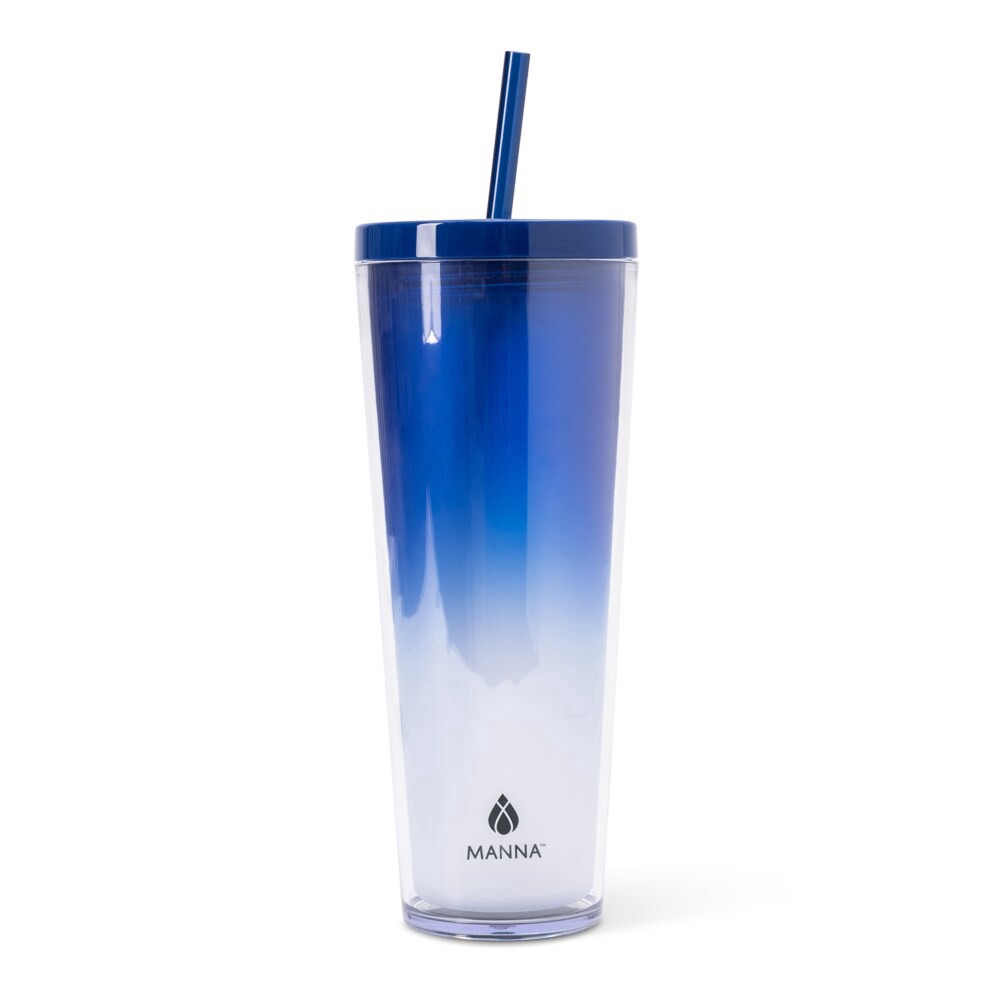 slide 3 of 4, Manna™ Axel™ Plastic Tumbler & Straw Set - Blue, 24 oz