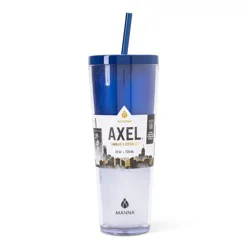 Manna™ Axel™ Plastic Tumbler & Straw Set - Blue