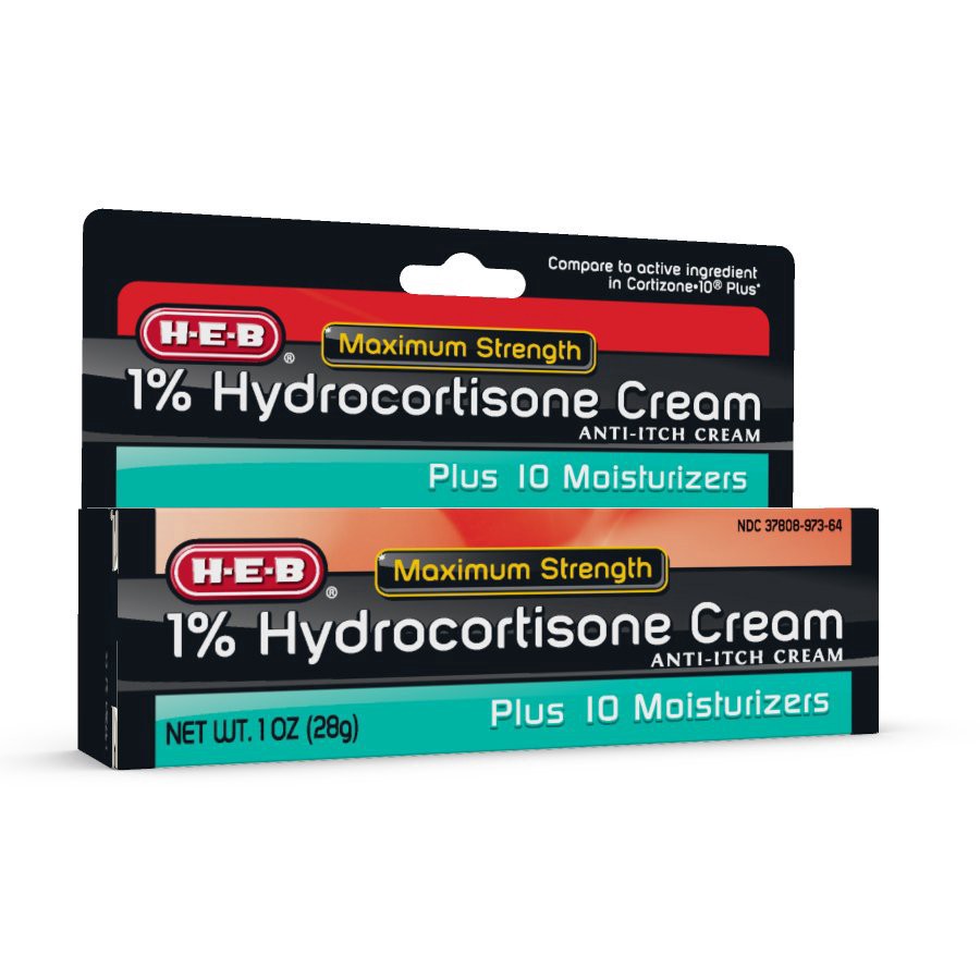 slide 1 of 1, H-E-B 1% Maximum Strength Plus 10 Moisturizers Hydrocortisone Cream, 1 oz