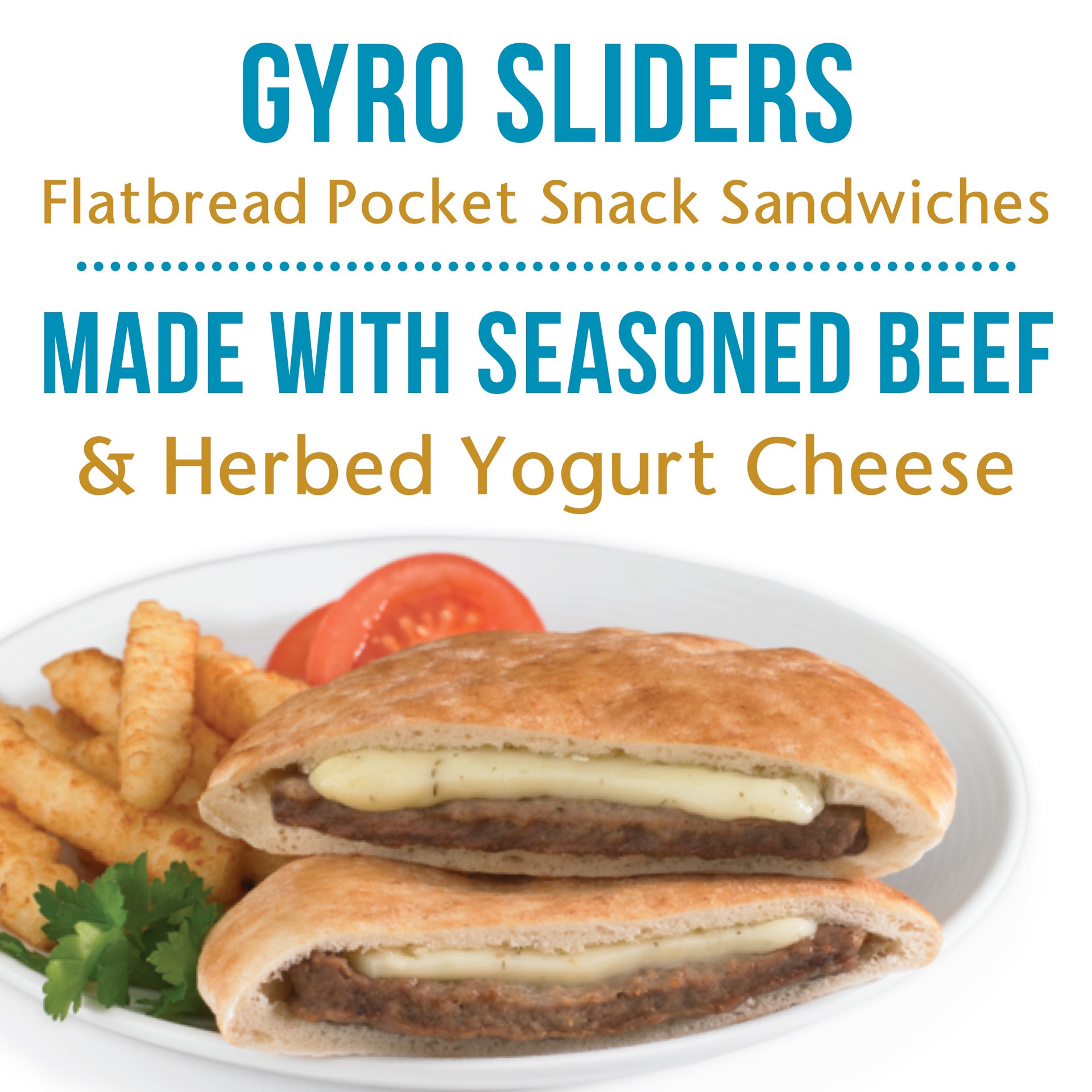 slide 5 of 5, Sandwich Bros. Gyro Sliders Flatbread Sandwiches, Frozen Sandwiches, 6 Count, 13.5 oz