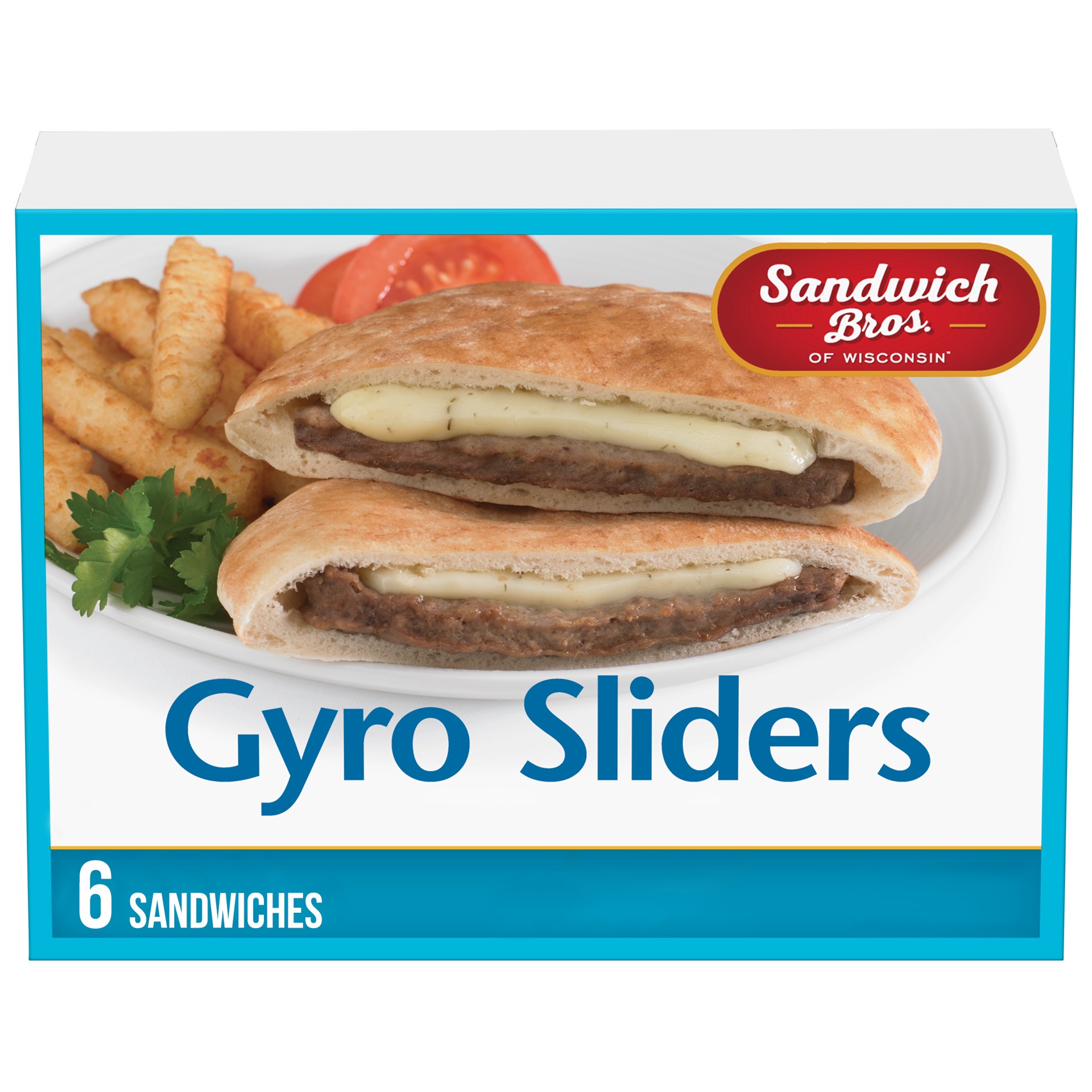 slide 1 of 5, Sandwich Bros. Gyro Sliders Flatbread Sandwiches, Frozen Sandwiches, 6 Count, 13.5 oz