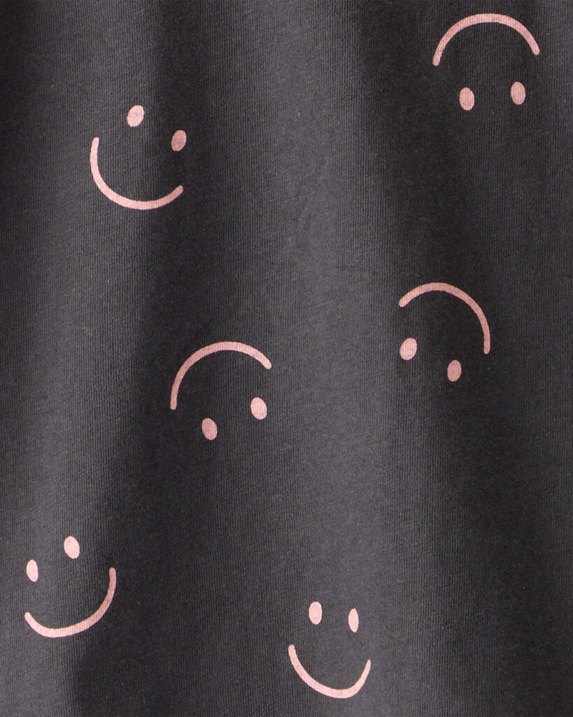 slide 2 of 2, Carter's Carters Girls Smiley Face Print Long-Sleeve Top - Black Black L, 1 ct
