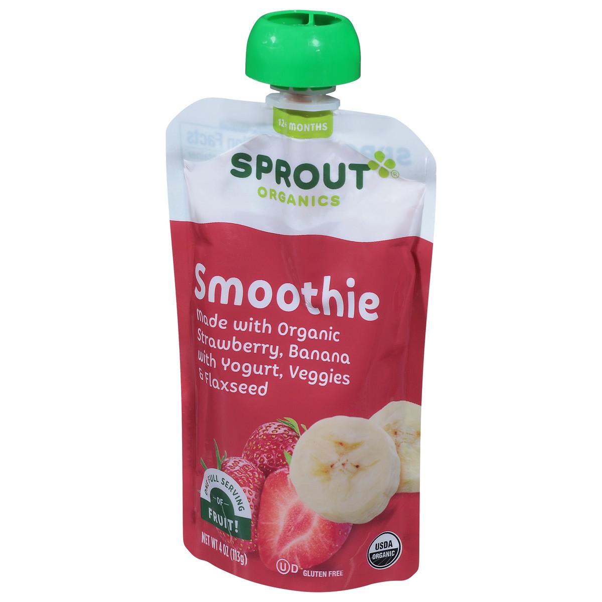 slide 10 of 12, Sprout Organics Strawberry Banana with Yogurt & Flaxseed Smoothie 1 4 oz, 4 oz