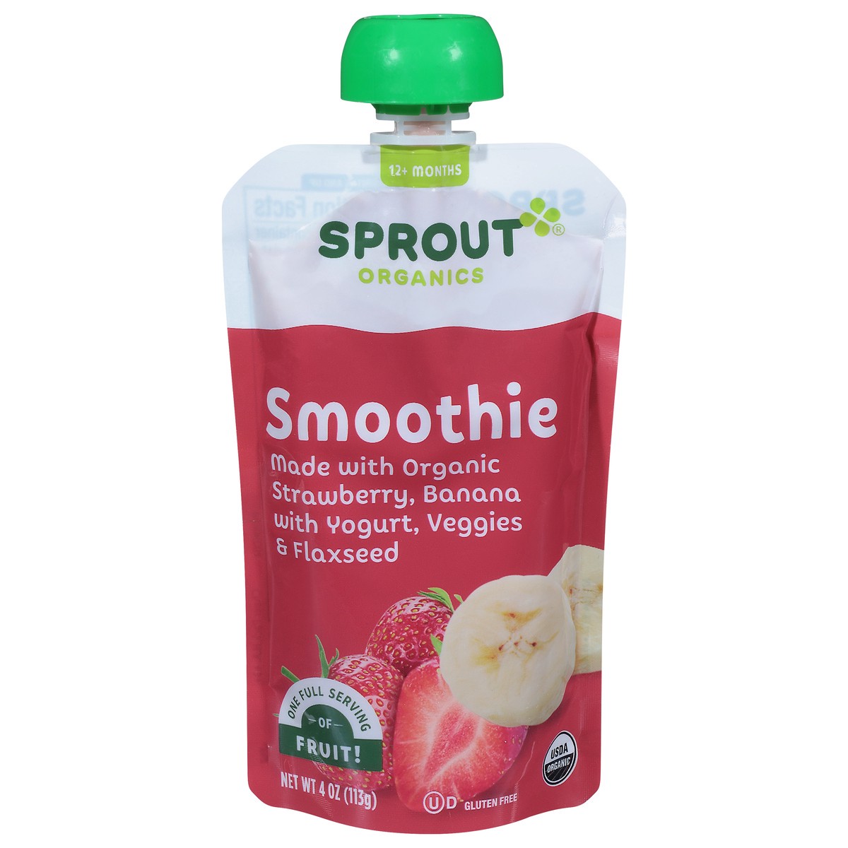 slide 1 of 12, Sprout Organics Strawberry Banana with Yogurt & Flaxseed Smoothie 1 4 oz, 4 oz