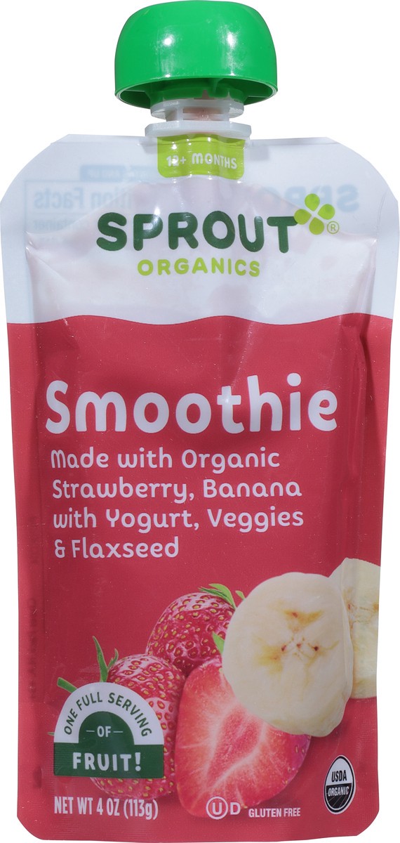 slide 12 of 12, Sprout Organics Strawberry Banana with Yogurt & Flaxseed Smoothie 1 4 oz, 4 oz