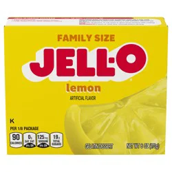 Jell-O Lemon Artificially Flavored Gelatin Dessert Mix, Family Size, 6 oz Box