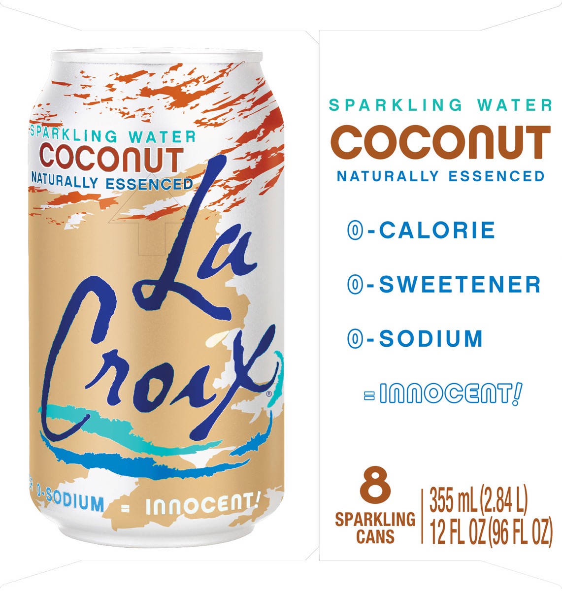 slide 3 of 7, La Croix Coconut 8 Pack 12oz, 8 ct