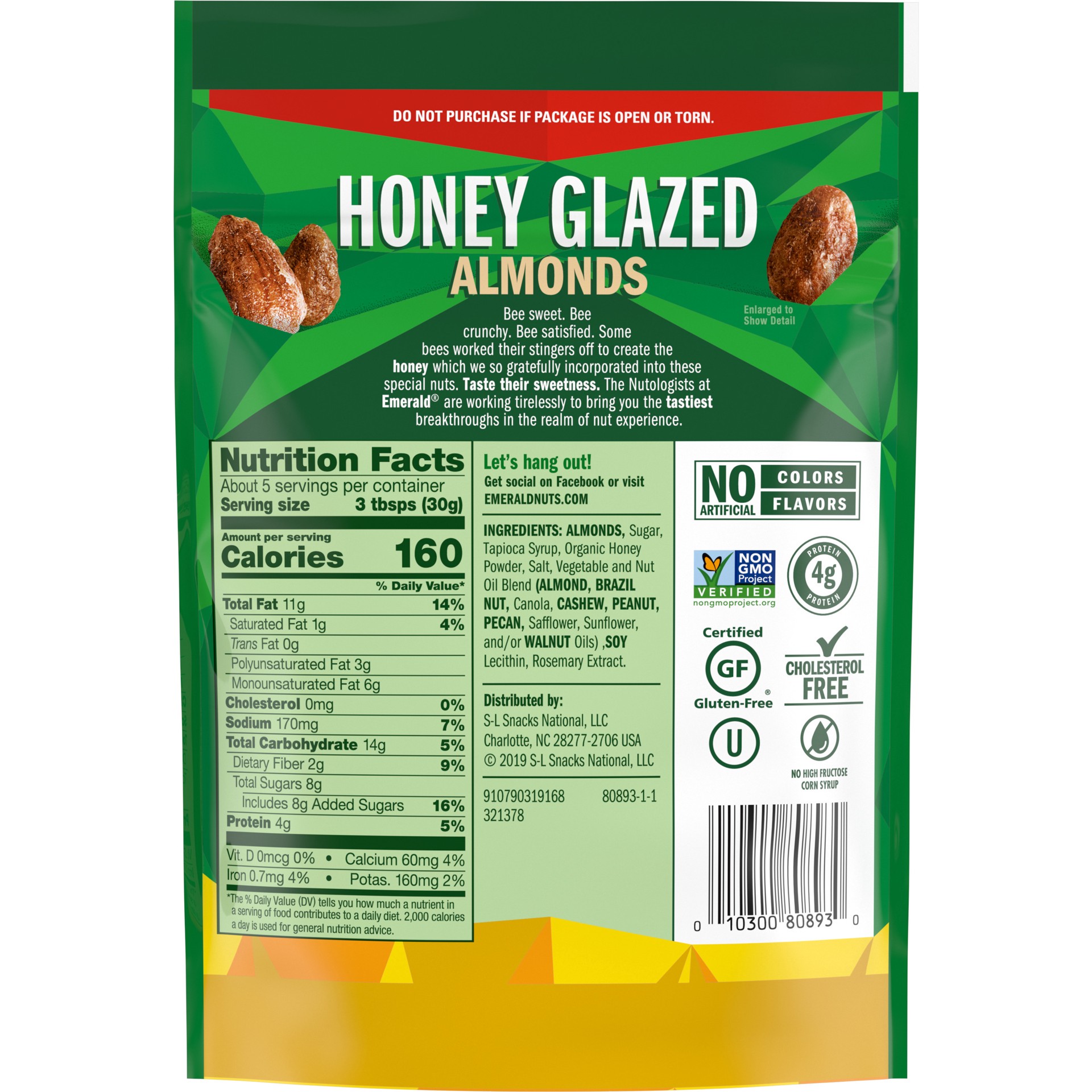 slide 4 of 5, Emerald Honey Glazed Almonds, 5.5 oz