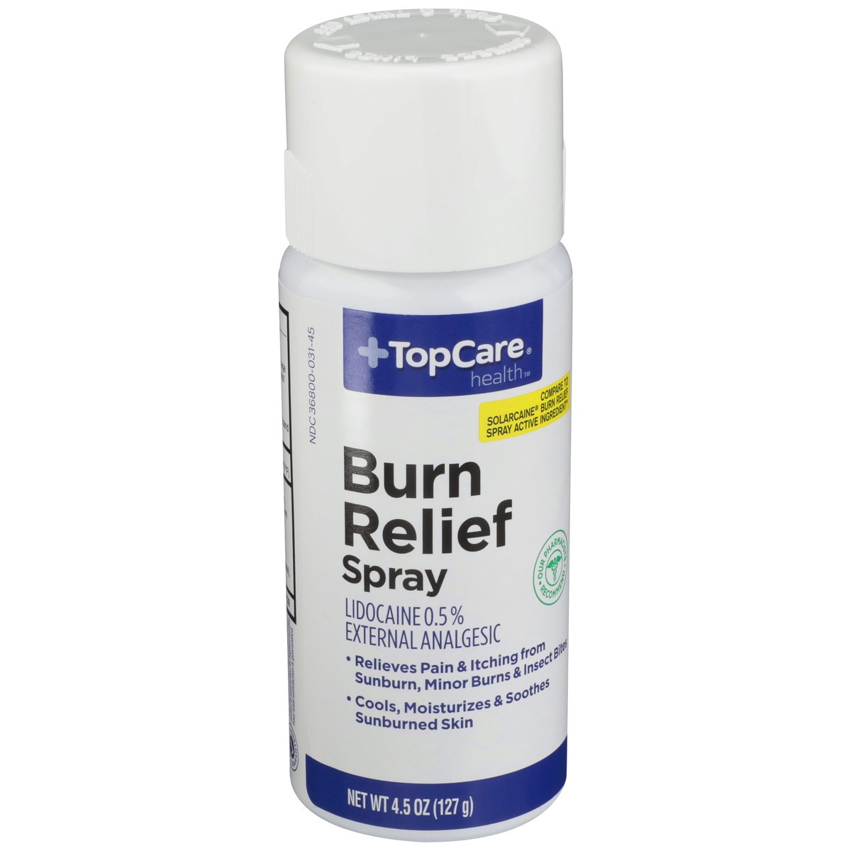 slide 2 of 9, TopCare Burn Relief Lidocaine 0.5% External Analgesic Spray, 4.5 oz