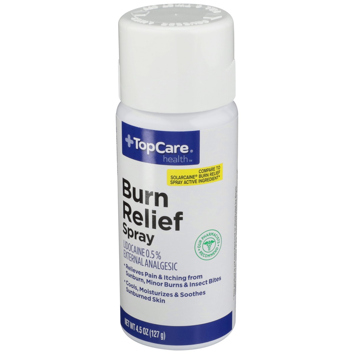 slide 5 of 9, TopCare Burn Relief Lidocaine 0.5% External Analgesic Spray, 4.5 oz