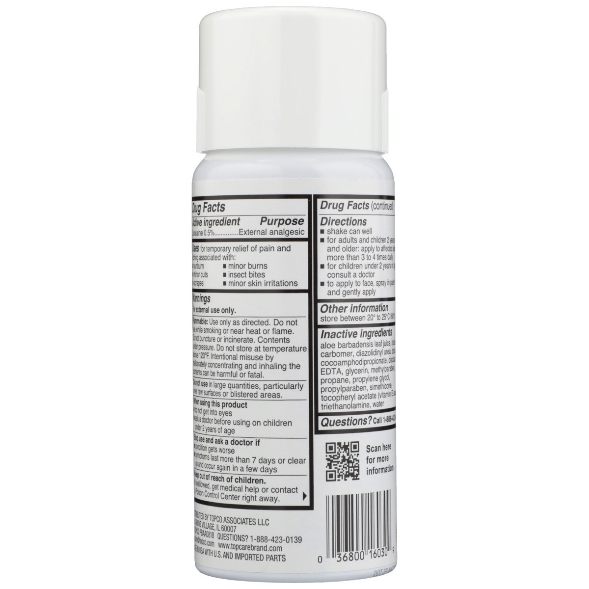 slide 8 of 9, TopCare Burn Relief Lidocaine 0.5% External Analgesic Spray, 4.5 oz