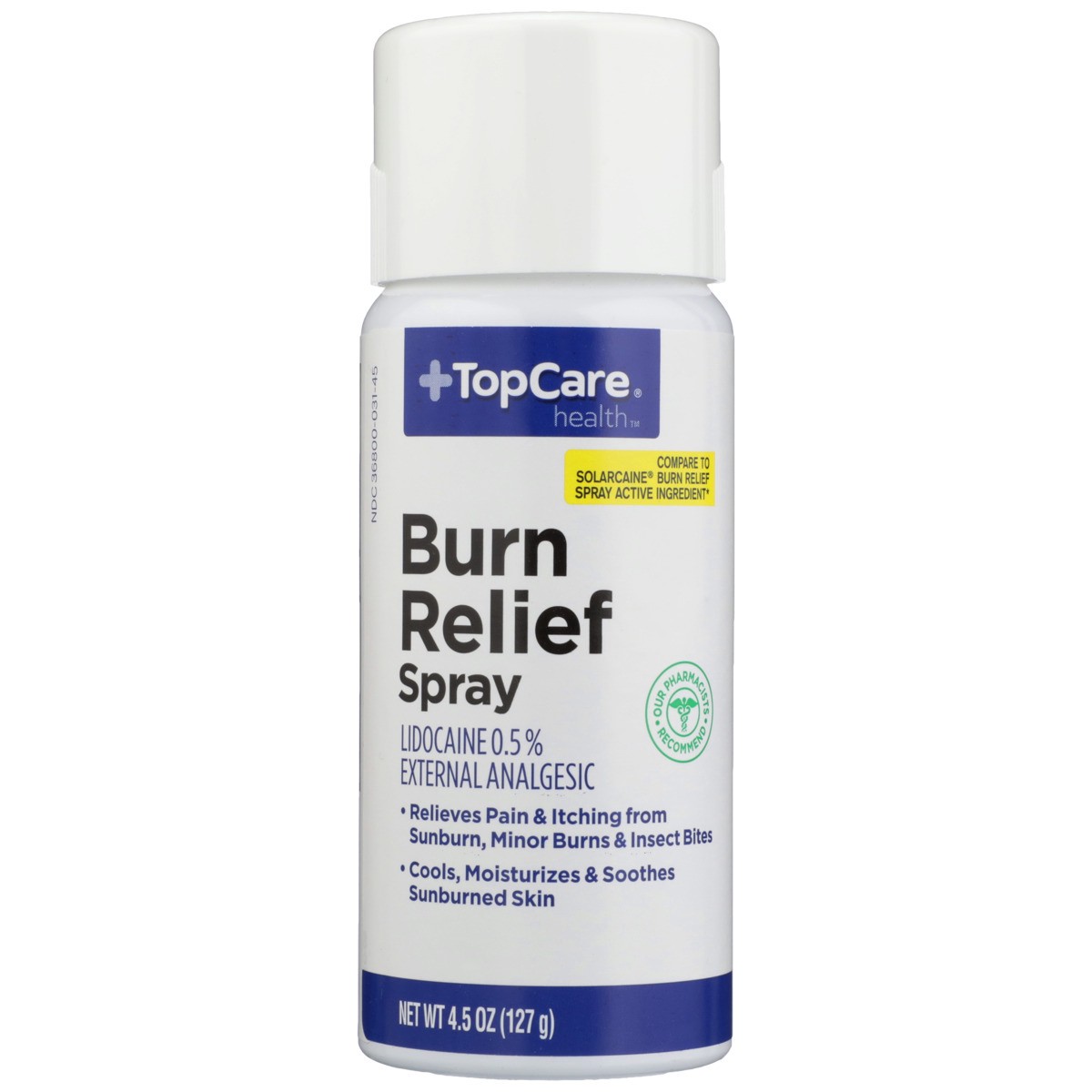 slide 6 of 9, TopCare Burn Relief Lidocaine 0.5% External Analgesic Spray, 4.5 oz