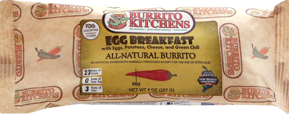 slide 1 of 12, Burrito Kitchens Mild Egg Breakfast Burrito 8 oz, 8 oz