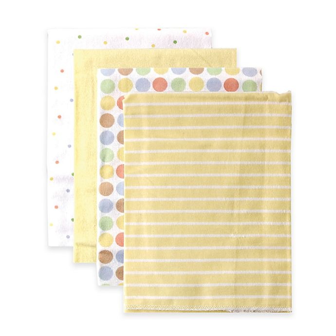 slide 1 of 1, BabyVision Luvable Friends Stripes Flannel Receiving Blankets - Yellow, 4 ct