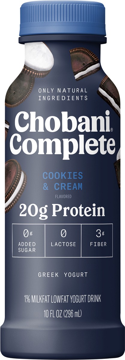 slide 9 of 9, Chobani Complete Low-Fat Cookies & Cream Greek Yogurt Protein Drink, 10 fl oz