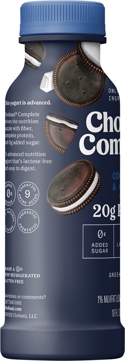 slide 4 of 9, Chobani Complete Low-Fat Cookies & Cream Greek Yogurt Protein Drink, 10 fl oz