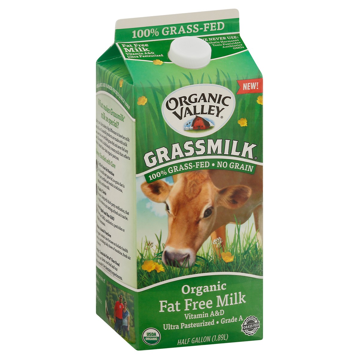 slide 11 of 11, Organic Valley Grassmilk Organic Fat Free Milk 0.5 gal, 64 fl oz
