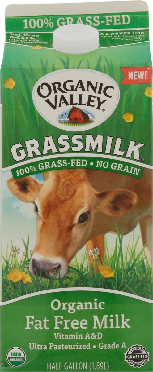 slide 4 of 11, Organic Valley Grassmilk Organic Fat Free Milk 0.5 gal, 64 fl oz