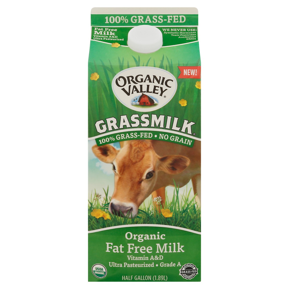 slide 9 of 11, Organic Valley Grassmilk Organic Fat Free Milk 0.5 gal, 64 fl oz