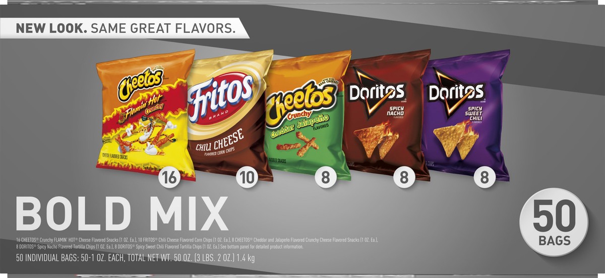 slide 1 of 11, Frito-Lay Individual Bags Bold Mix 50 ea, 50 ct