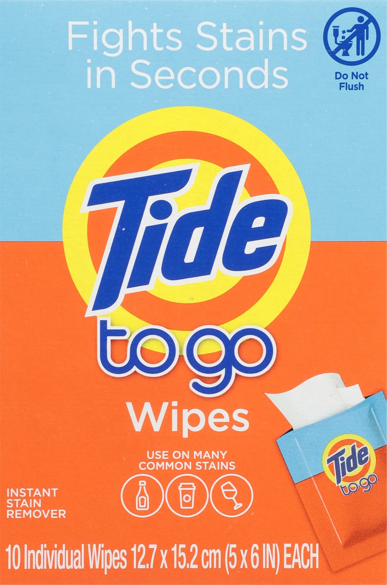 slide 4 of 15, Tide To Go Instant Stain Remover Wipes 10 ea, 10 ct