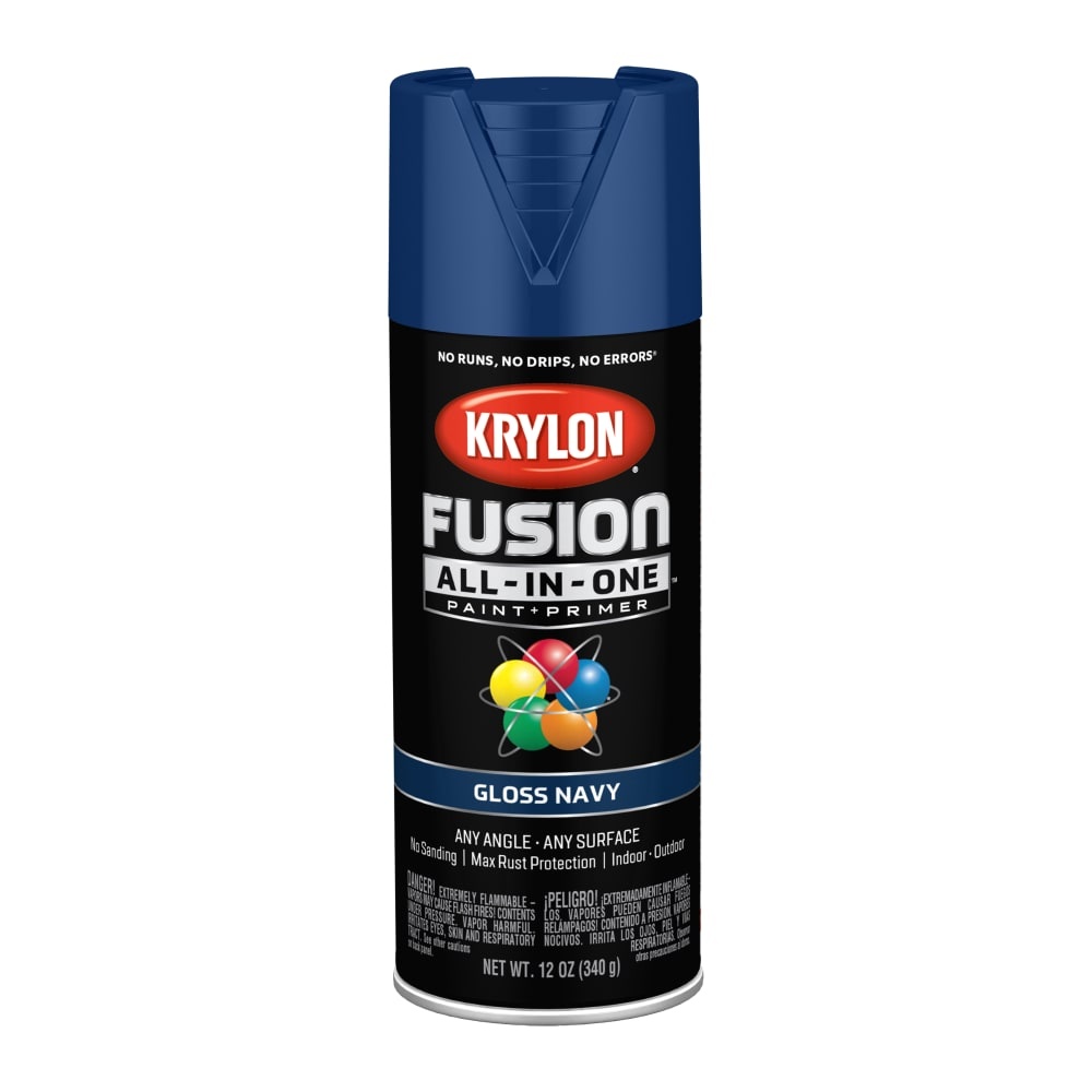 slide 1 of 1, Krylon Gloss Paint & Primer - Navy, 12 oz