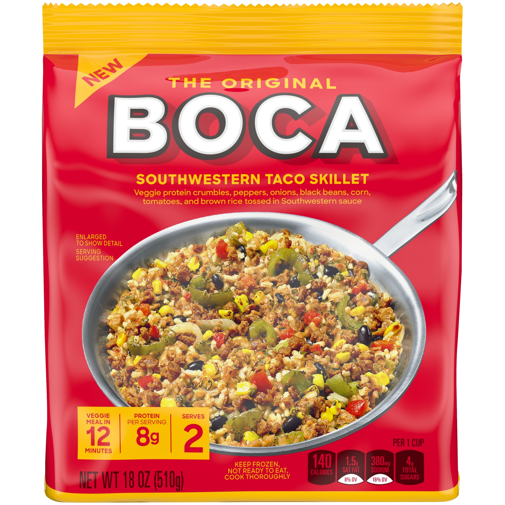 slide 1 of 2, BOCA Southwestern Taco Frozen Skillet, 18 oz