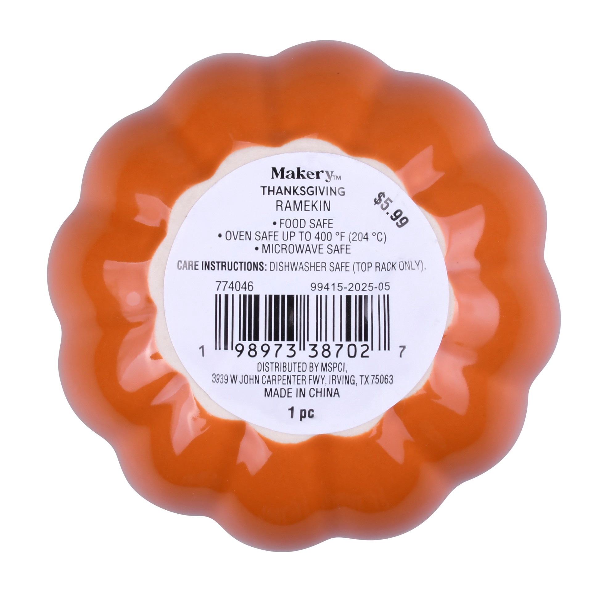 slide 2 of 4, 4" Orange Ceramic Pumpkin Ramekin By Makery, 4 in x 4 in x 2 in
