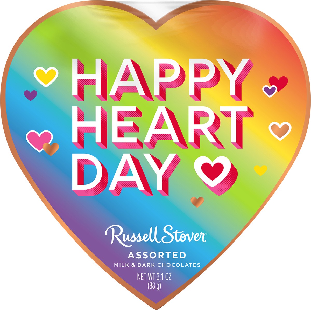 slide 6 of 8, RUSSELL STOVER Valentine's Day Tween Heart Assorted Milk & Dark Chocolate Gift Box, 3.1 oz. (5 pieces), 8.1 oz