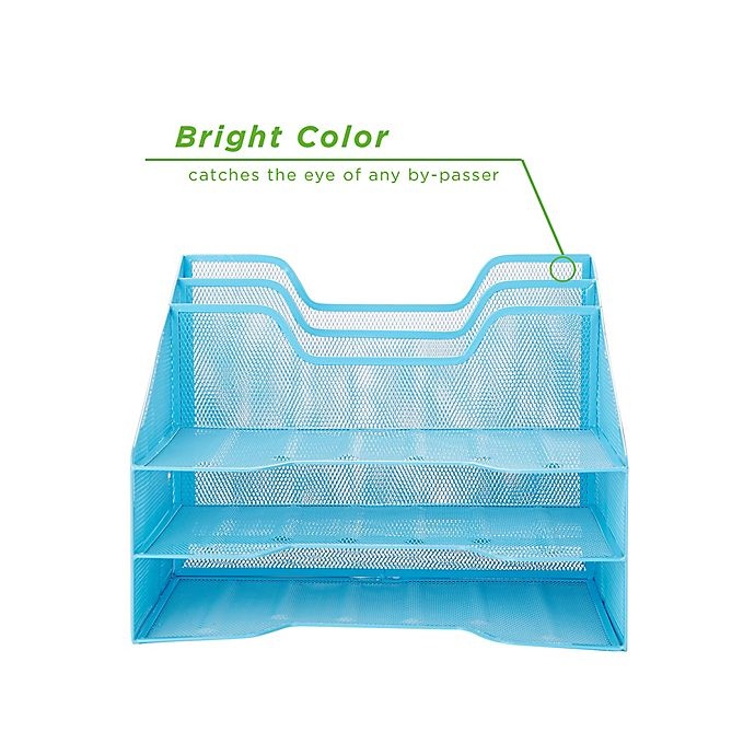 slide 4 of 7, Mind Reader 5 Compartment Desktop Document and Letter Tray - Blue, 1 ct