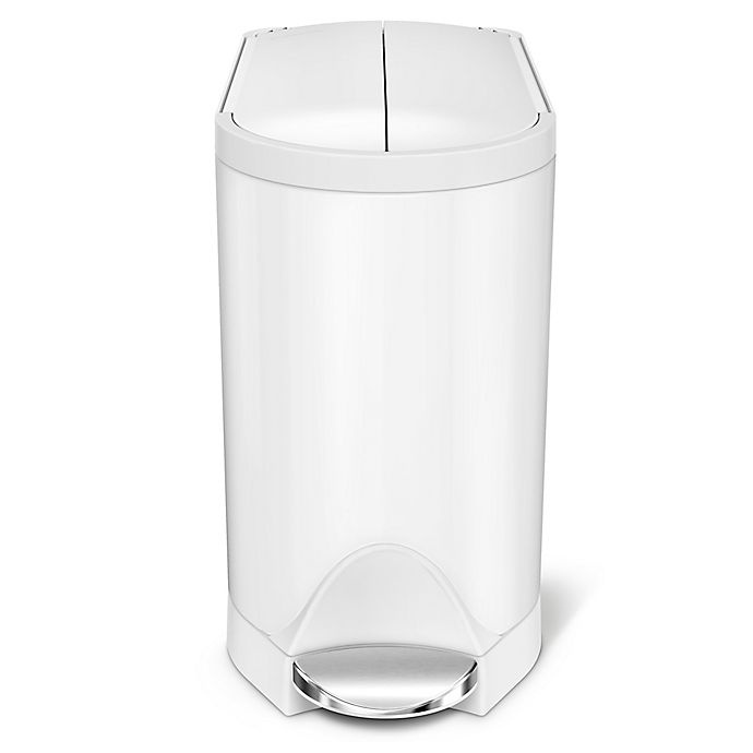 slide 1 of 3, simplehuman Butterfly Step Trash Can - White, 10 liter