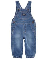 Oshkosh Baby Boy Knit-Like Denim Overalls Medium Wash 6M