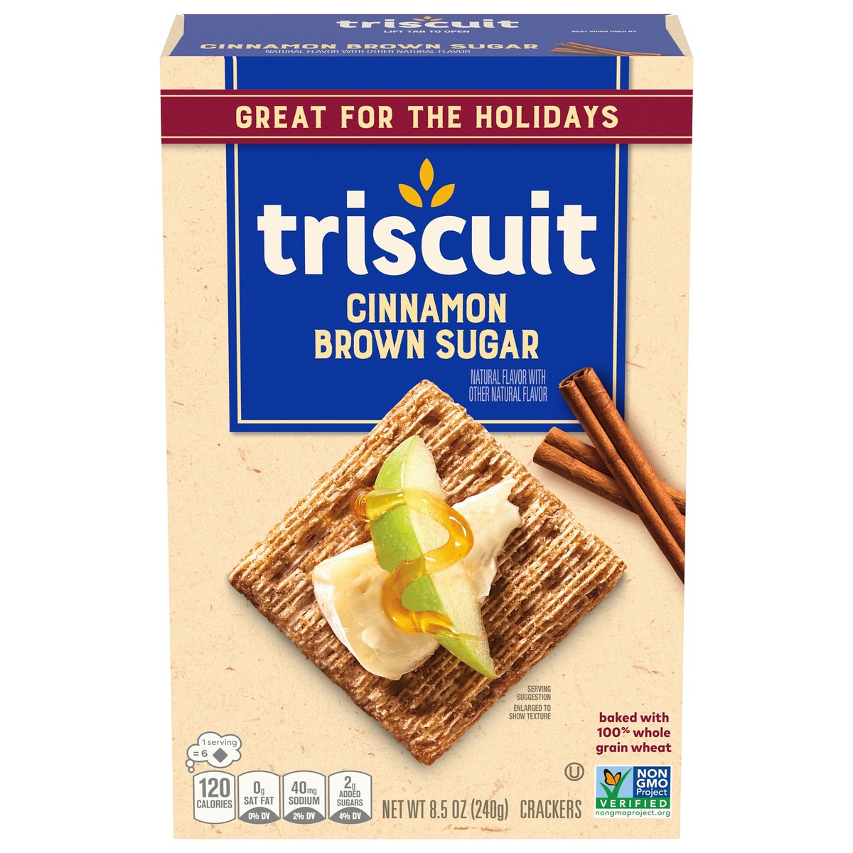 slide 1 of 5, Triscuit Cinnamon Brown Sugar Whole Grain Wheat Crackers, Holiday Crackers, 8.5 oz, 8.5 oz