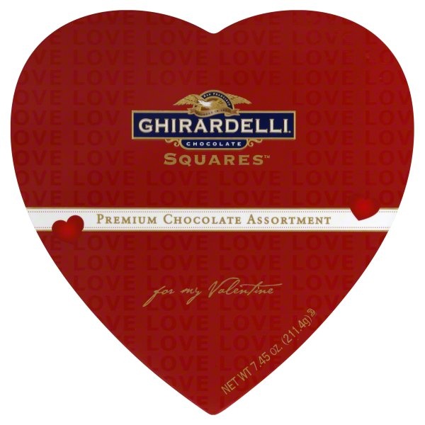 slide 1 of 1, Ghirardelli Valentine's Squares Premium Assortment Medium Heart Box, 7.45 oz