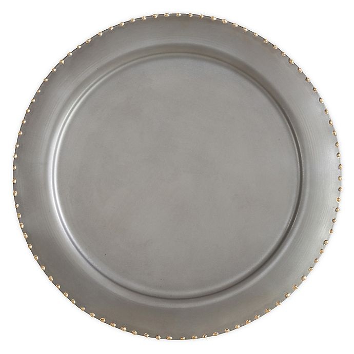 slide 1 of 3, Saro Lifestyle Puntini Charger Plates - Silver, 4 ct